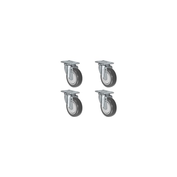 3"x1.25" Gray Polyurethane on Polyolefin Caster, All Swive, PK4